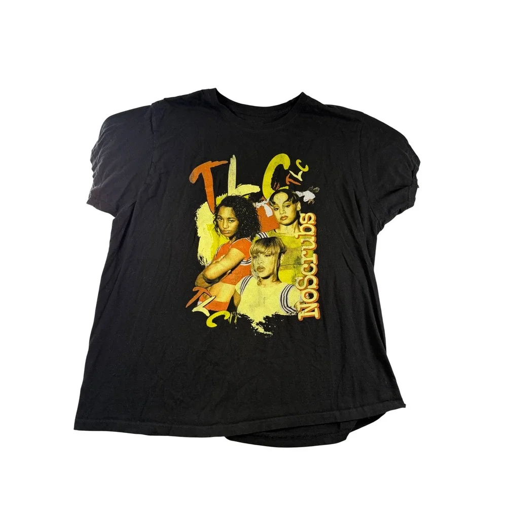 TLC‎ No Scrubs Graphic T-Shirt Black 90s R&B Hip Hop Streetwear Tee Large